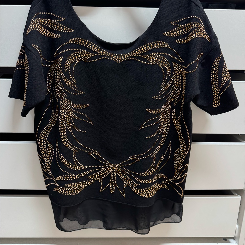 Zara collection Black and Gold Embellished Blouse